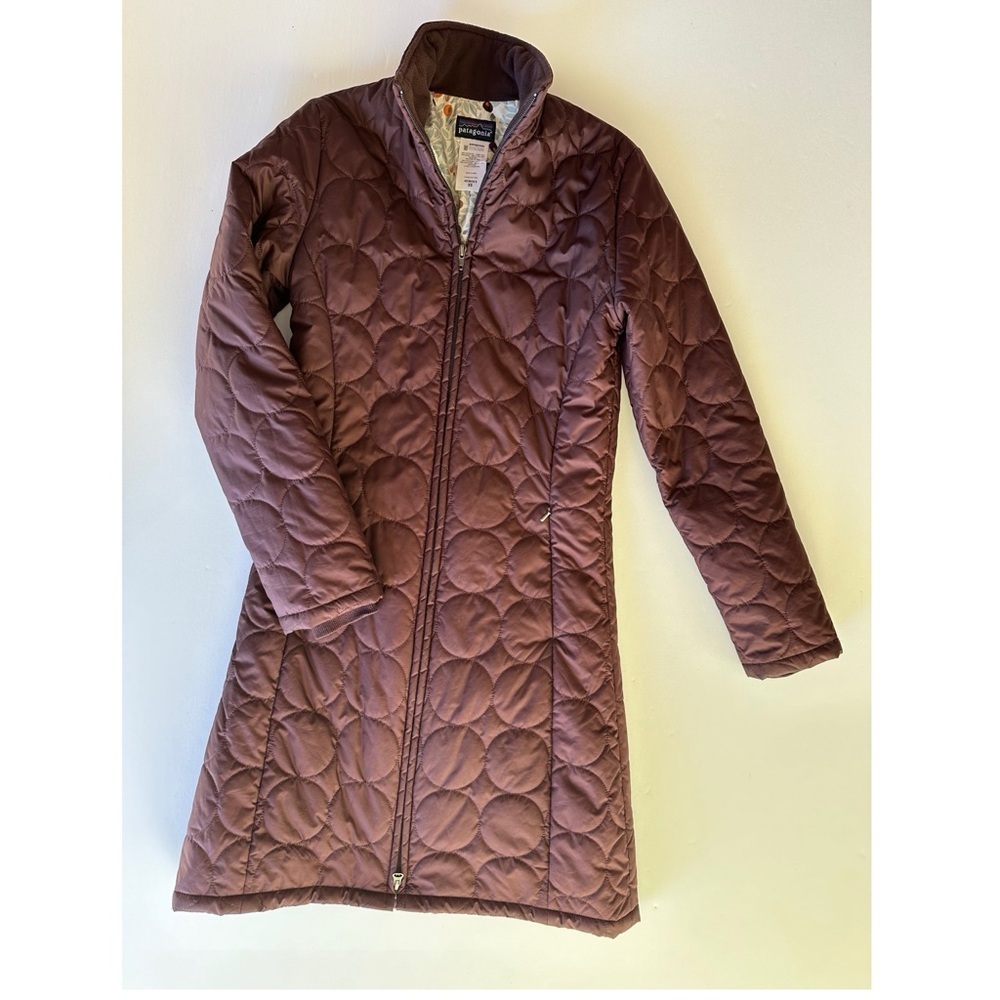 PATAGONIA Women's Mor Long Coat Geometric Stitching Burgundy Size XS